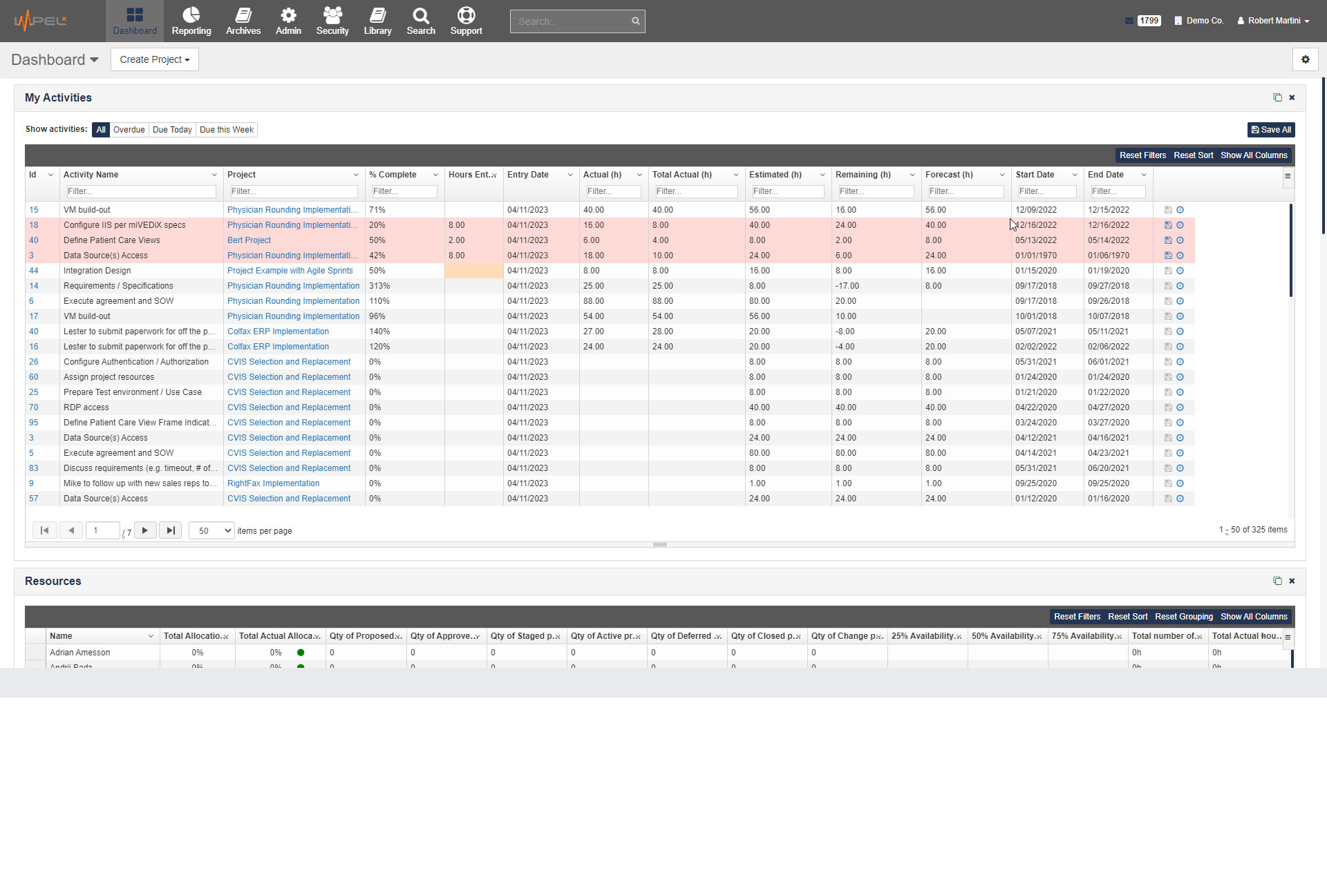 Time tracking in a second across projects